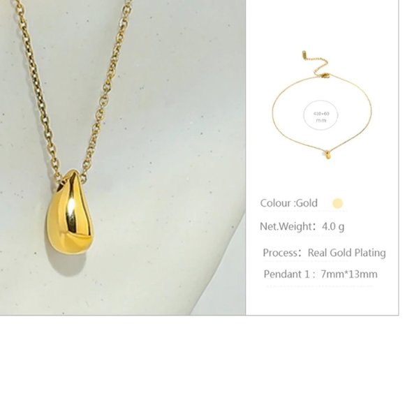 New 18K Gold Plated Waterdrop Necklace - Picture 6 of 6